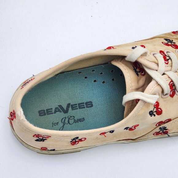 SeaVees J. Crew Legend Sneaker Cherries Embroidery Pink Size 8.5 - Picture 9 of 9